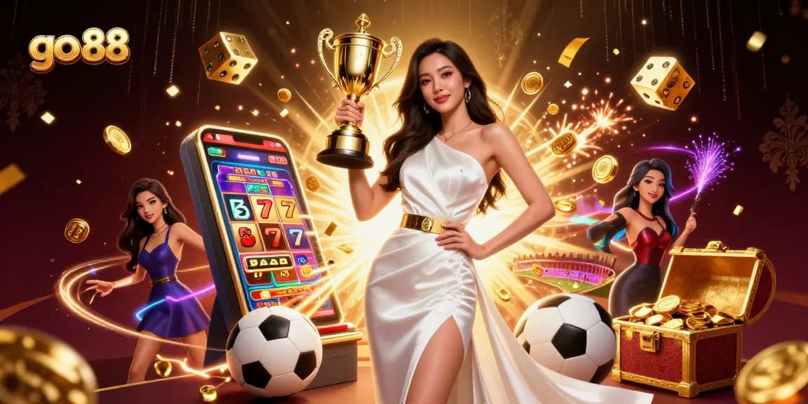 Experience go 88's thrilling casino excitement with a stunning illustration featuring winning elements and vibrant visuals.
