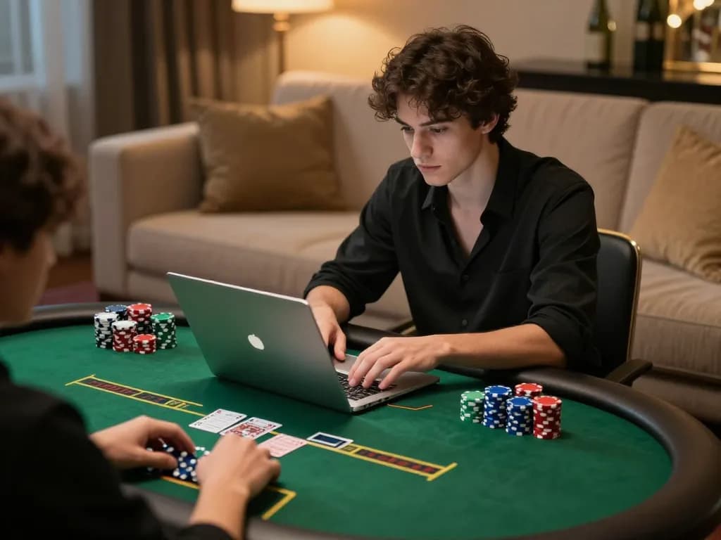 Engaging gaming session with tai vin88 on a laptop accentuating strategic betting insights and personal ambiance.