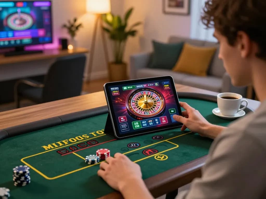 Engaging gameplay on a tablet with du88 bio casino strategies in a cozy home setting