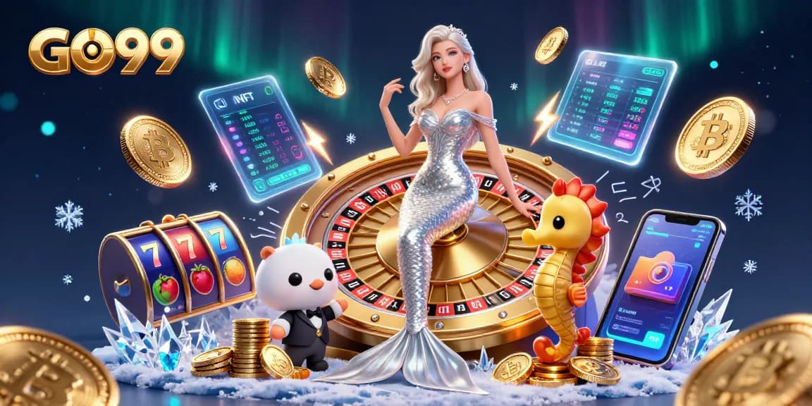 Experience the fun at GO99 with a vibrant casino scene, featuring roulette and playful critters