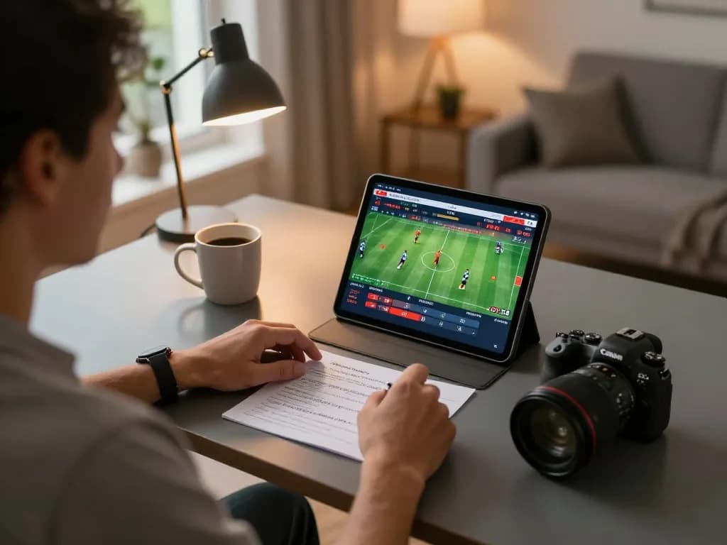 Engaging in online sports betting on a tablet, elevating your tylekeo strategies in a cozy home setup.