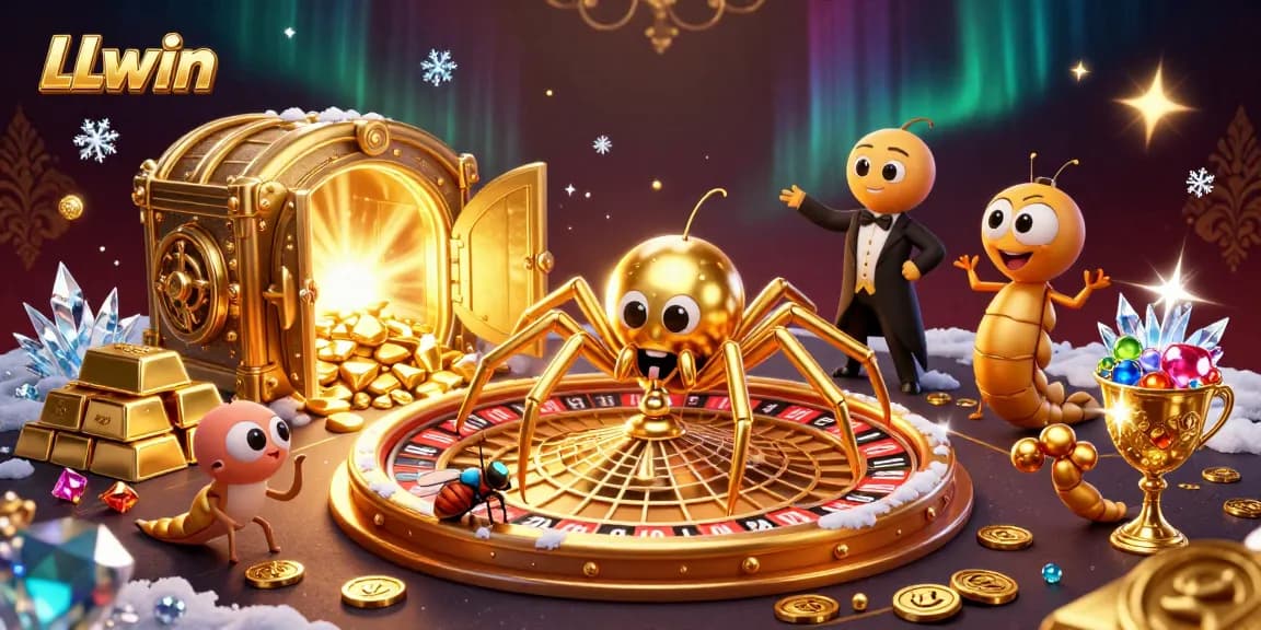 Place bets at LLwin's exciting gaming table surrounded by sparkling treasures.