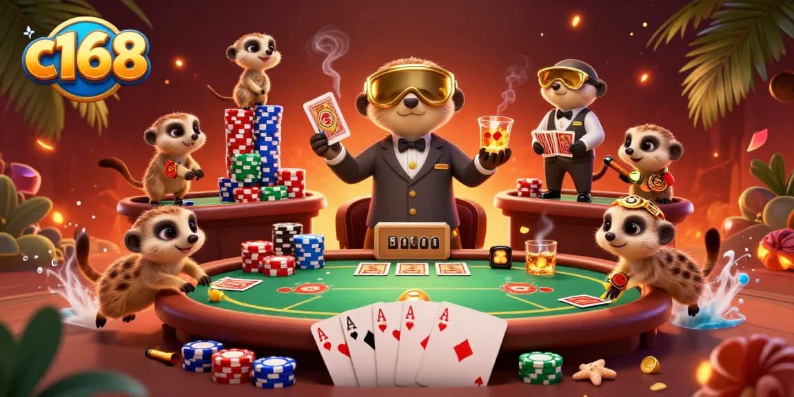Experience thrilling gameplay at c168 with meerkats operating a vibrant casino.