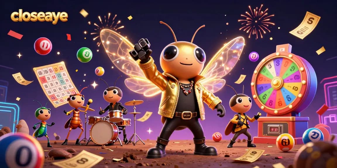 Experience the excitement of closeaye with vibrant lottery elements and dynamic casino characters.