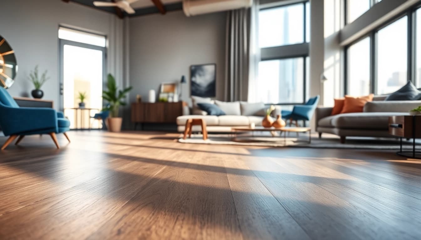 Explore luxury vinyl flooring near me in a stylish Chicago apartment setting.