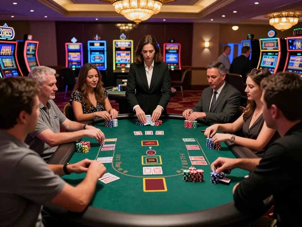 Experience thrilling gameplay at Nohu Casino with players engaged at a vibrant blackjack table