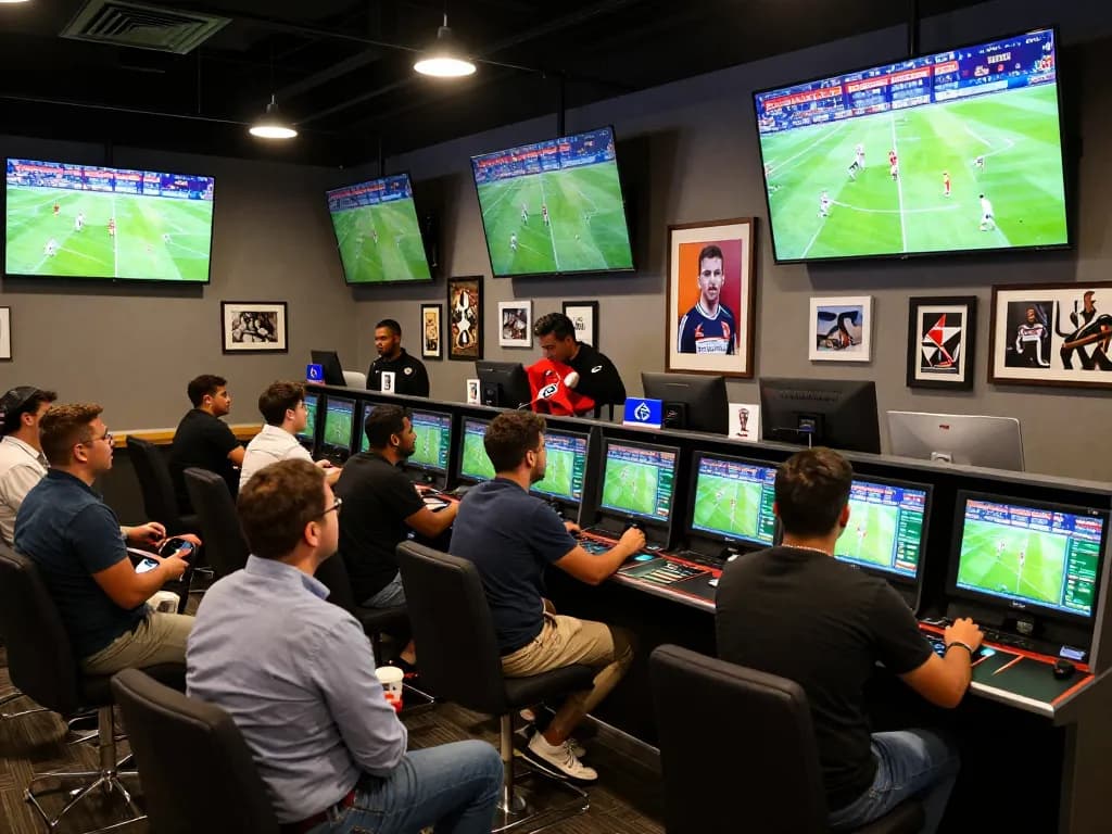 Engaging moment with fans placing bets during World Cup 2026, showcasing vibrant sports betting atmosphere.