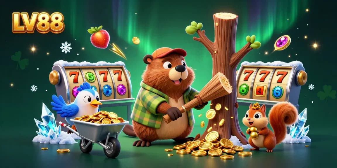 Experience thrilling gameplay at LV88 with golden coins raining down in this lively casino illustration.