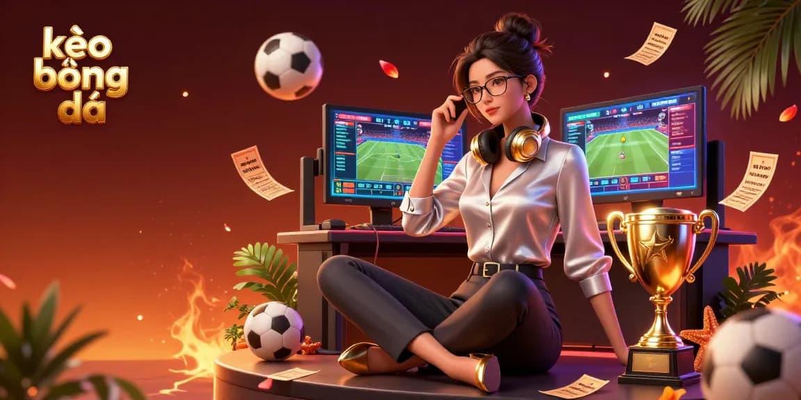 Engage with kèo bóng đá strategies at a high-tech gaming setup featuring sports betting elements.