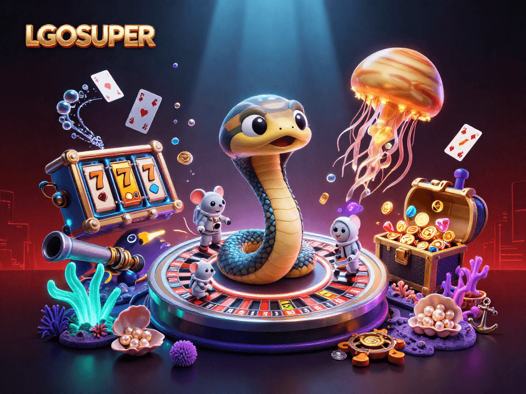 Engage with thrilling LGOSUPER slots amid cosmic elements and exciting casino action.