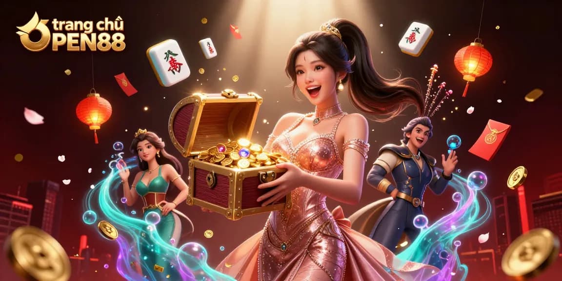 Experience the excitement of trang chủ OPEN88 with dazzling treasures and vibrant casino elements.