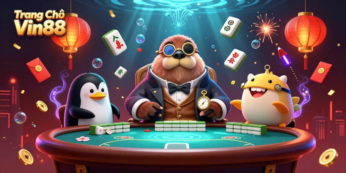 Experience thrilling gameplay at Trang Chủ Vin88 with a vibrant underwater poker scene featuring a jolly walrus and sophisticated dealer.