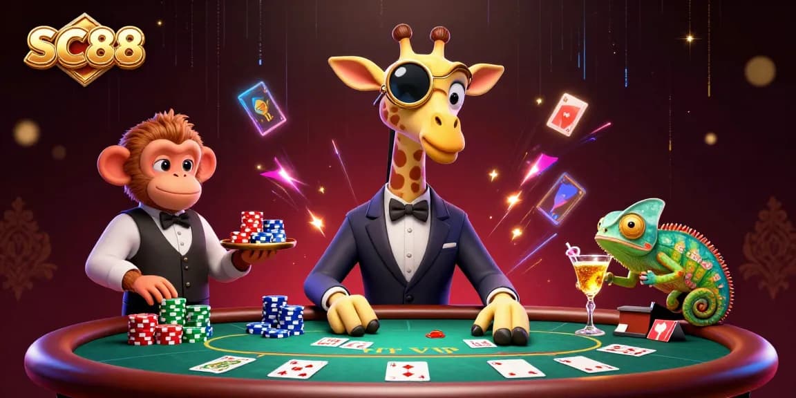 Engage high-stakes poker action with SC88's rich visuals of vibrant characters and dynamic casino elements.