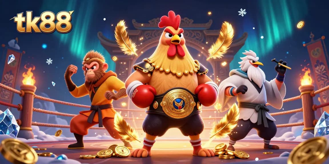 Engage with tk88 casino action featuring martial artists amidst dynamic gambling elements.