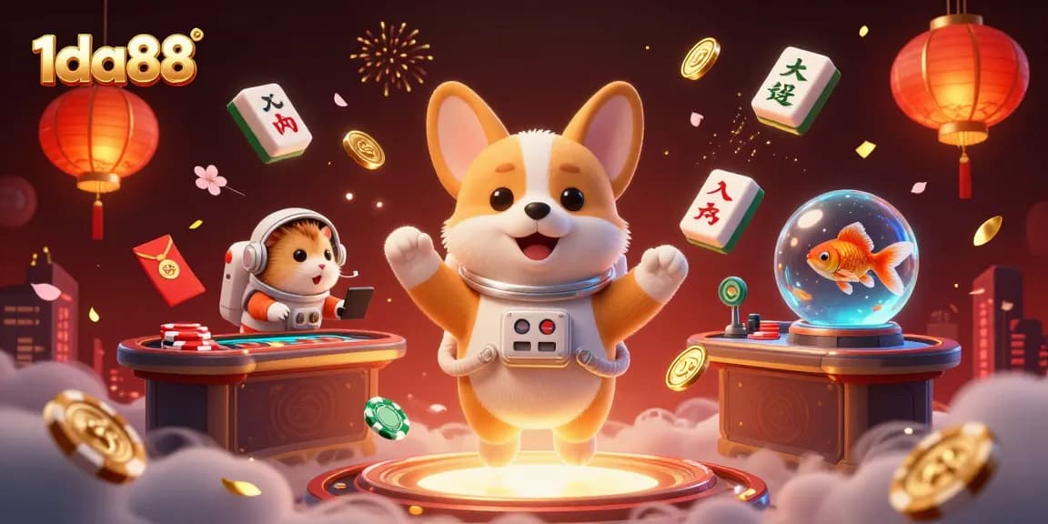 Experience thrilling 1da88 gaming inside a zero-gravity space casino with vibrant characters.