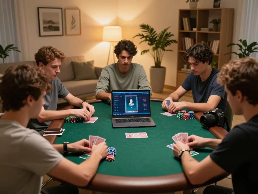 Engaged players in a focused online poker game using TR88 strategies for better odds at home.