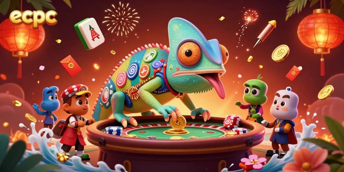 Engage in thrilling gaming experiences with ecpc at a vibrant casino illustrated scene.