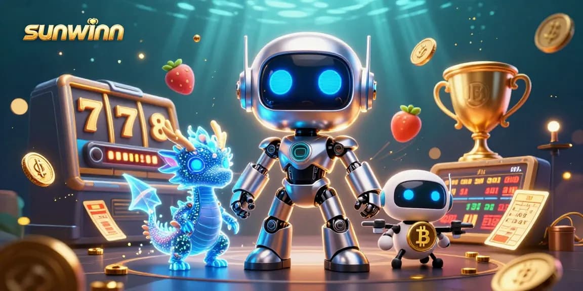Engage with sunwinn's thrilling slots and jackpots in this vibrant 3D casino scene.