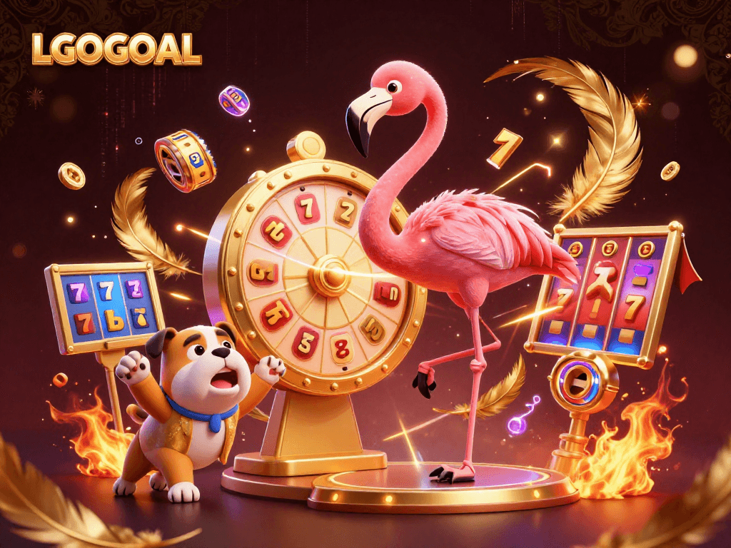 Celebrate jackpots with LGOGOAL's vibrant gaming scene featuring exciting characters and dynamic elements.