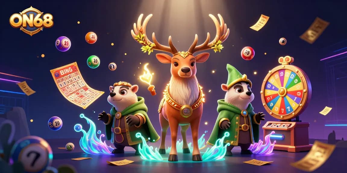 Join the excitement at ON68 with colorful lottery elements and magical characters!