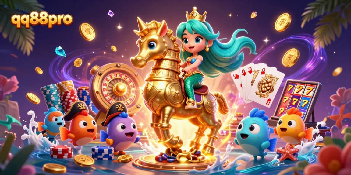 Experience thrilling gameplay at qq88pro with a vibrant mermaid and golden coins in this immersive casino illustration.