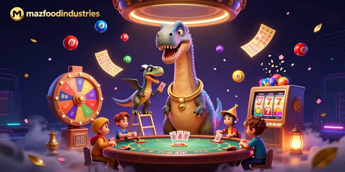 Experience thrilling wins with mazfoodindustries in this vibrant casino scene featuring dynamic card dealing and games.