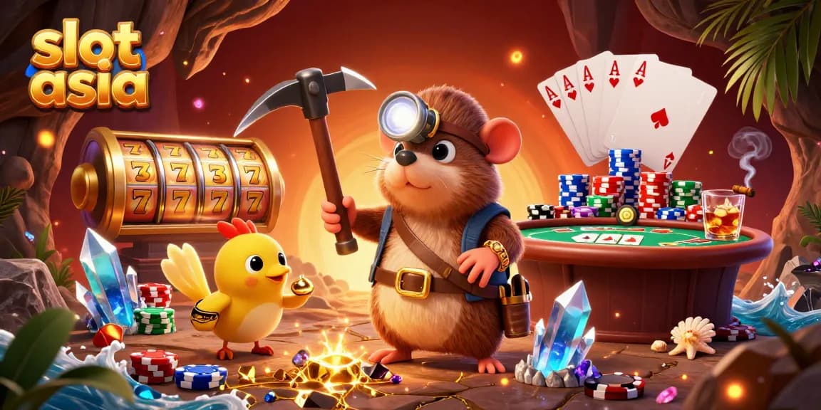 Experience the thrill of slot asia with vibrant slot reels and jackpot excitement in a 3D scene.