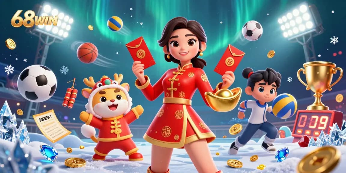 Experience dynamic gameplay and festive celebrations at 68WIN with our captivating casino scene.