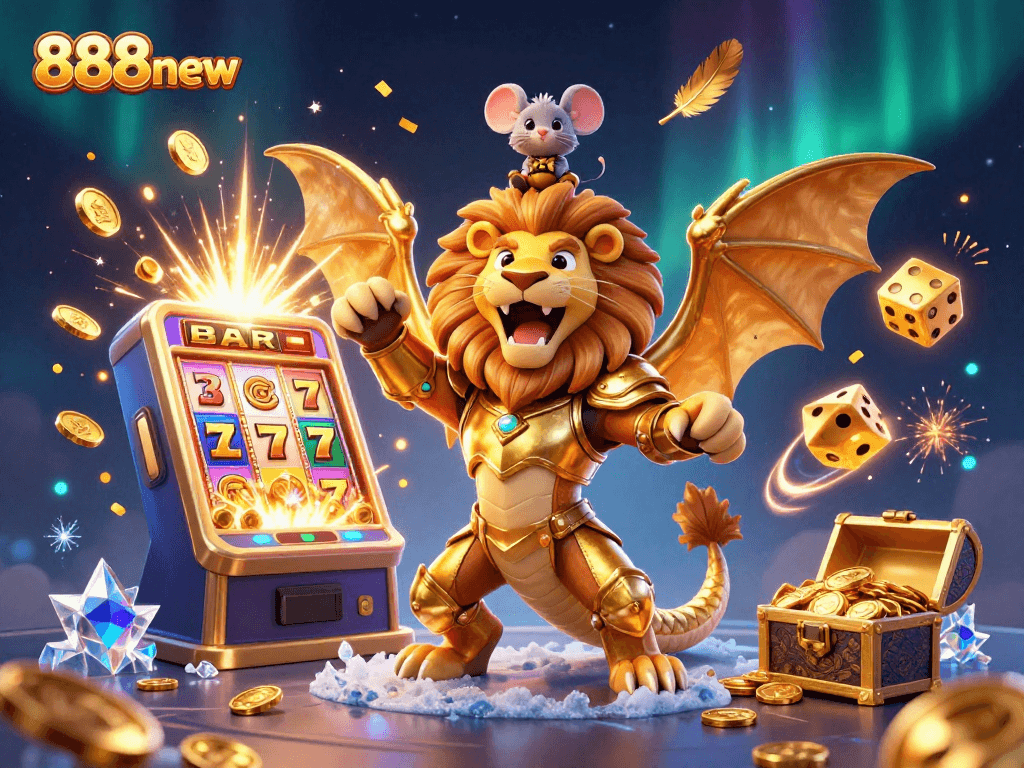 Experience jackpot excitement with 888new's dynamic gaming scene showcasing thrilling casino elements.