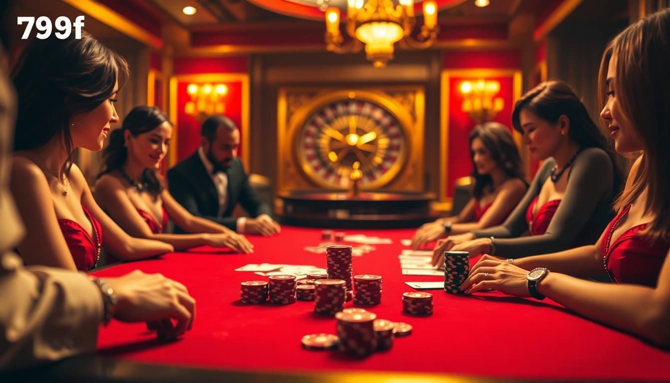 Players high-stakes poker with strategic moves at 789f casino table