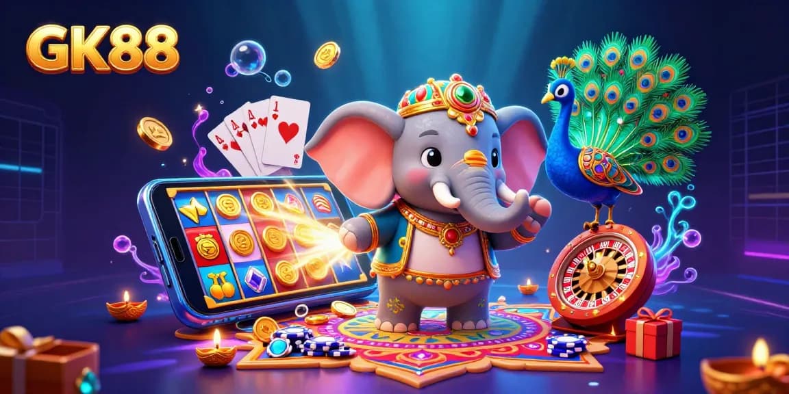 Experience GK88's vibrant slot game world with colorful characters and dynamic gaming elements.