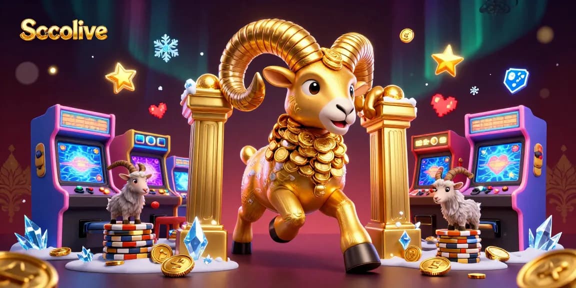 Engage in thrilling Socolive live sports betting with vibrant golden ram amidst energetic game elements.