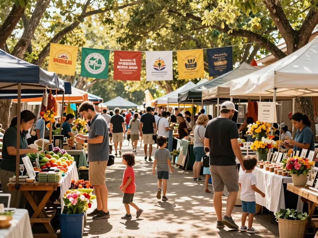 Vibrant local market scene showcasing fresh produce and community spirit.