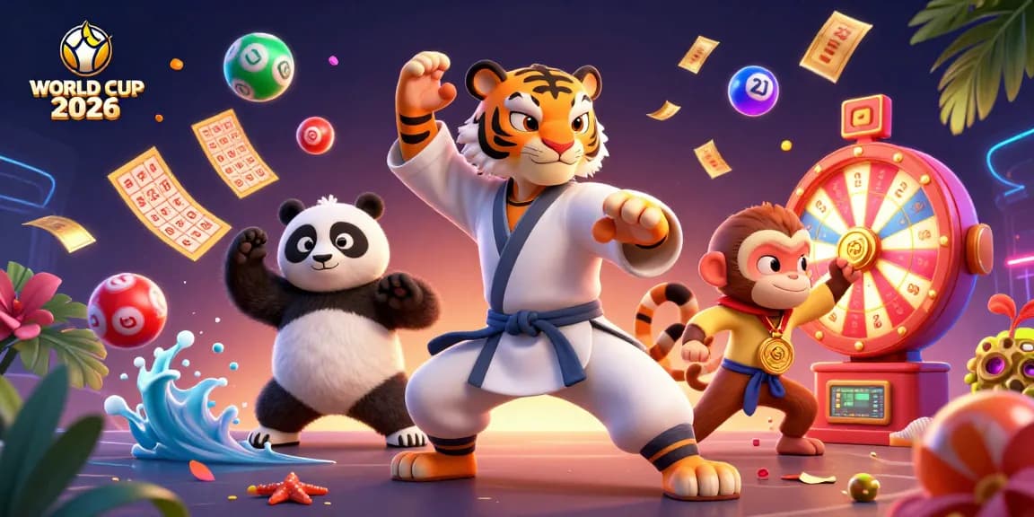 Engage with WORLD CUP 2026 action featuring a kung fu tiger master amidst gambling excitement.