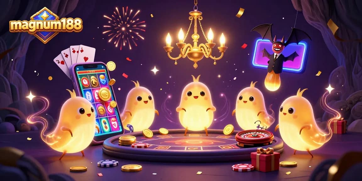 Play exciting games at magnum188, illuminated by glowing glowworms in a vibrant cave casino!