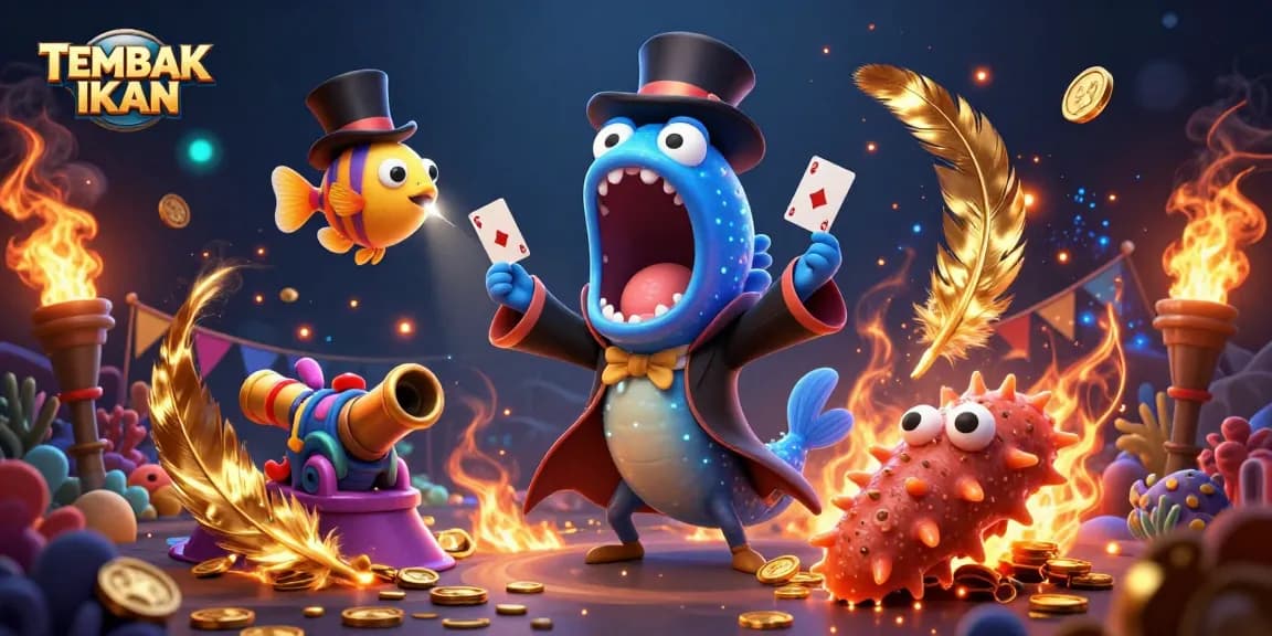 TEMBAK IKAN gaming scene featuring a bioluminescent eel and anglerfish creating an engaging underwater experience.