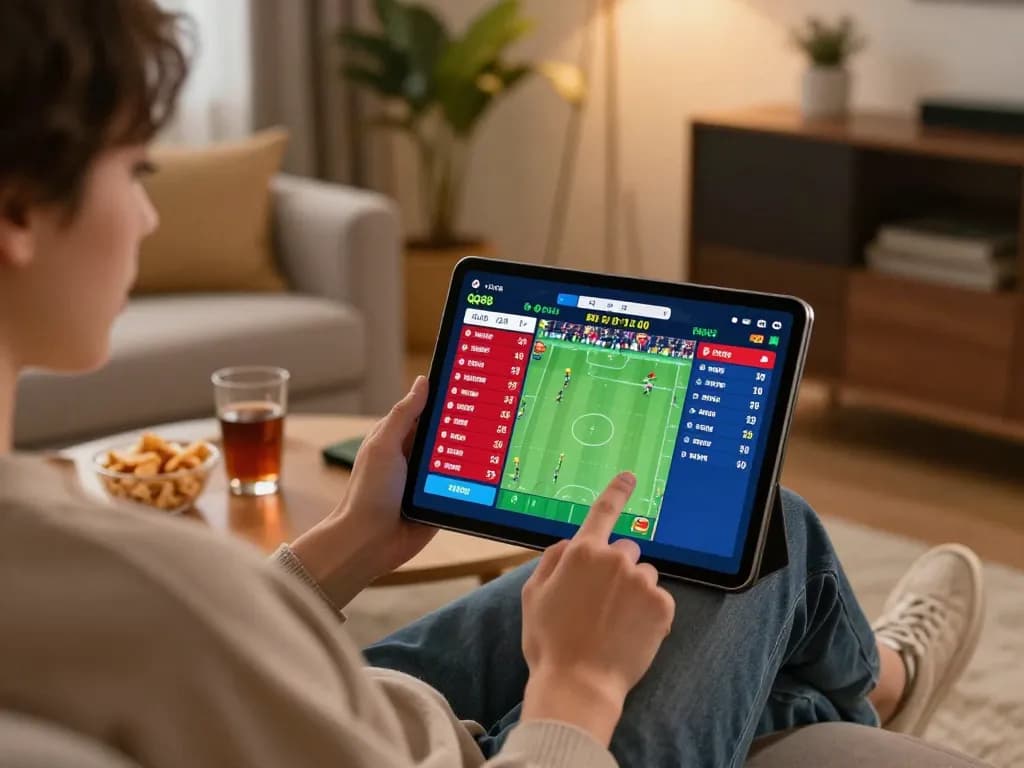 Engaging in live sports betting on QQ88 while enjoying a cozy home setup.