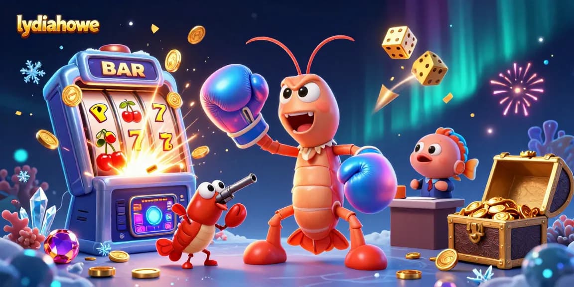 Experience thrilling slots and jackpots with lydiahowe in this vibrant casino-themed illustration.