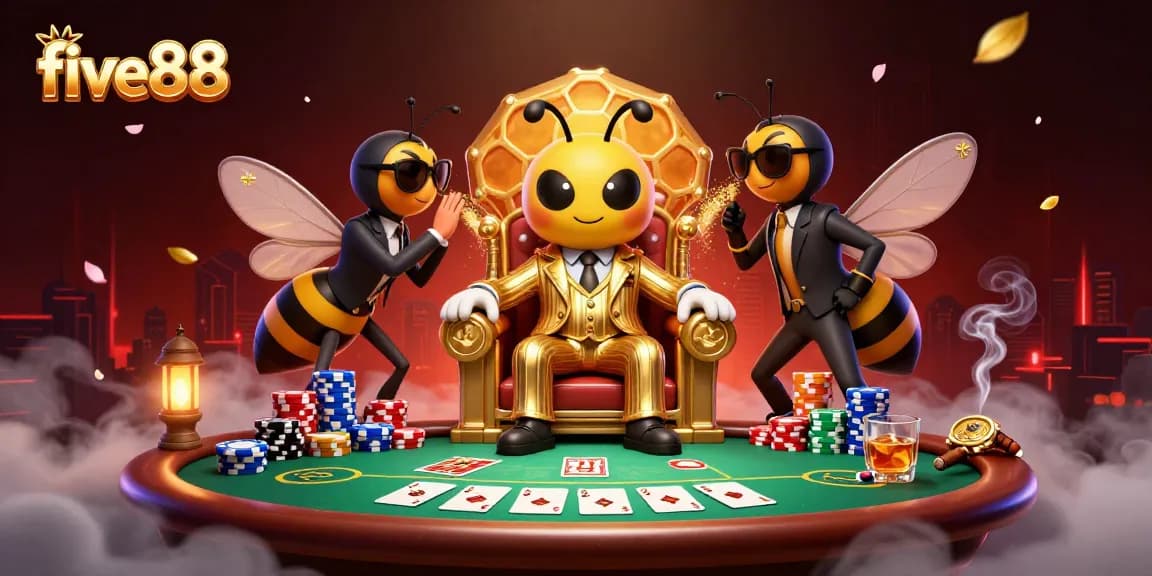 five88 showcases a vibrant casino scene with a bumblebee mob boss at a poker table
