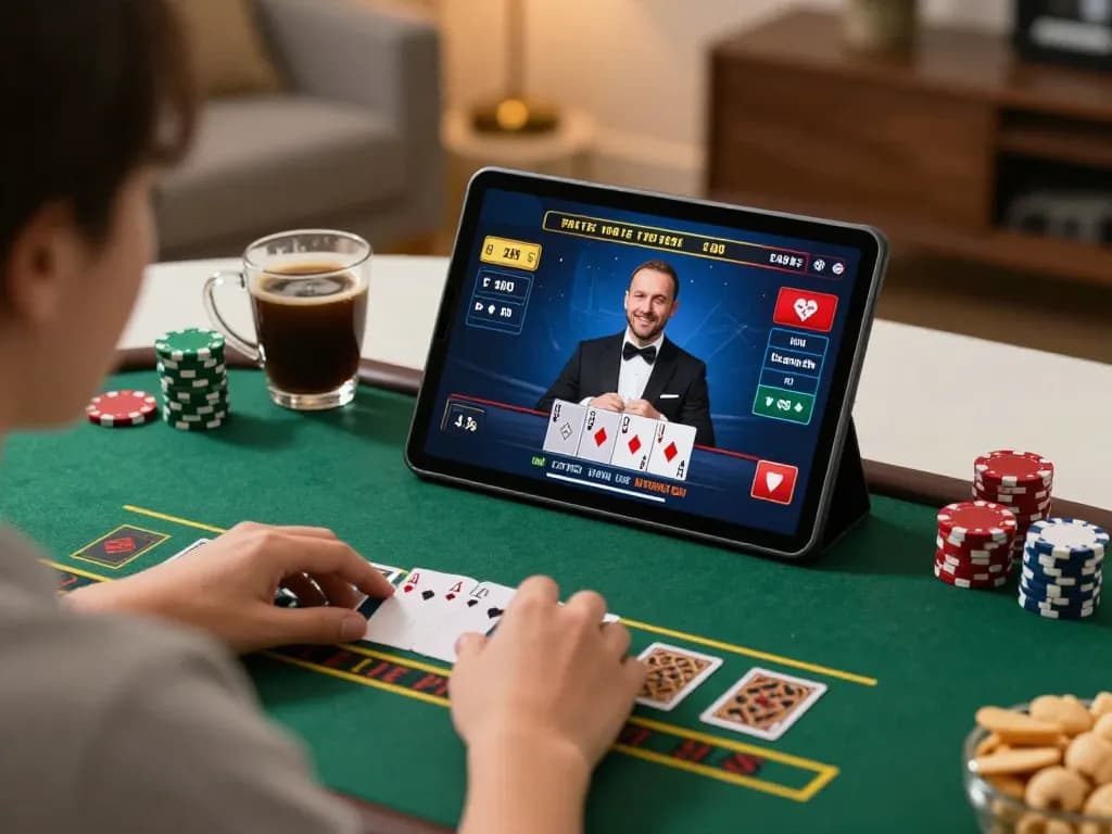 Engaging in live dealer blackjack gaming at https://nk88.boo/ from the comfort of home
