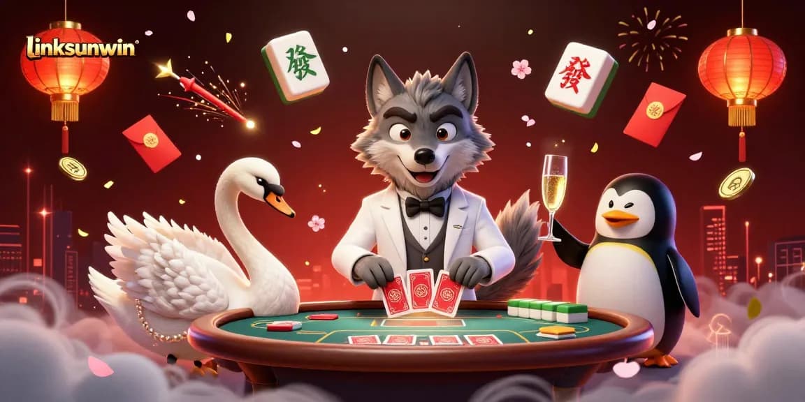 Experience thrilling baccarat fun with linksunwin in a vibrant animated casino scene.