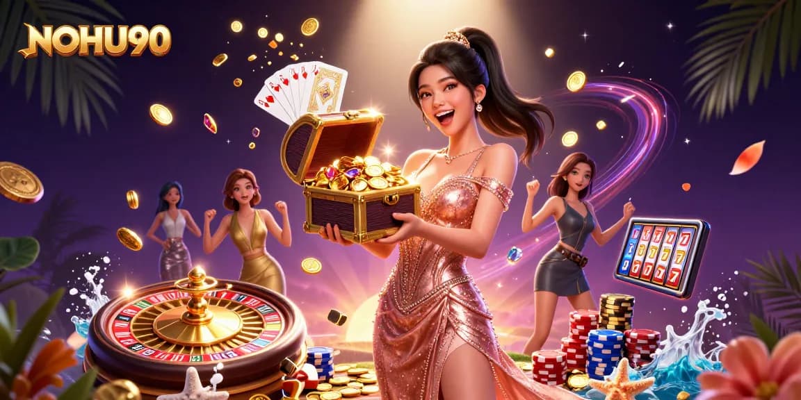 Experience the excitement of NOHU90 with dazzling treasures and thrilling gaming elements.