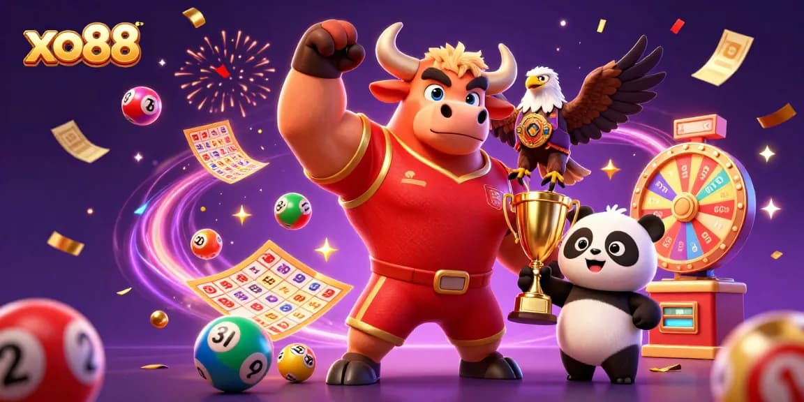 Experience the excitement of gambling with xo88’s vibrant lottery-themed 3D illustration.