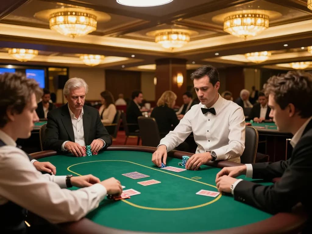 Engaged players demonstrating strategy during a high-stakes poker game at sky88 com VIP area