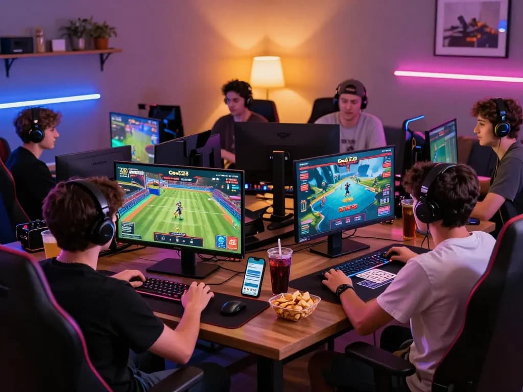 Players enjoying diverse games on Goal123 platform in a vibrant gaming setup.