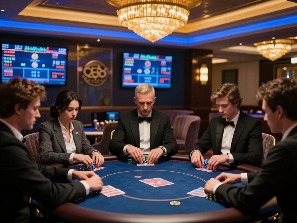 Players strategizing their moves in an SC88 poker game, showcasing intense gameplay atmosphere.
