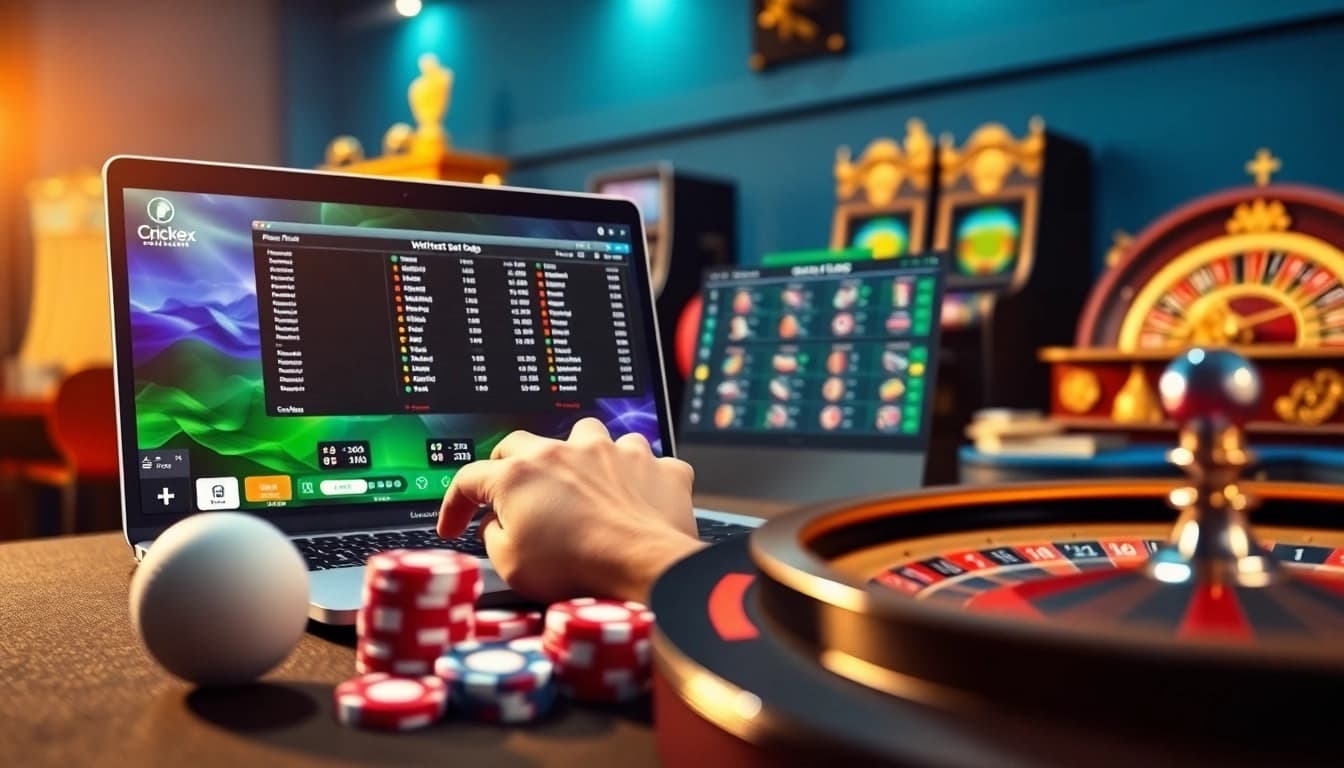 Experience real-time betting on crickex with vibrant online casino elements and dynamic cricket visuals.