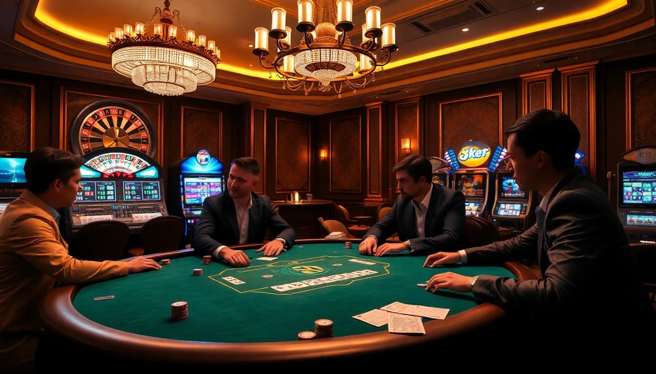 Experience high-stakes action at 8kbet's luxurious poker table with professional players.