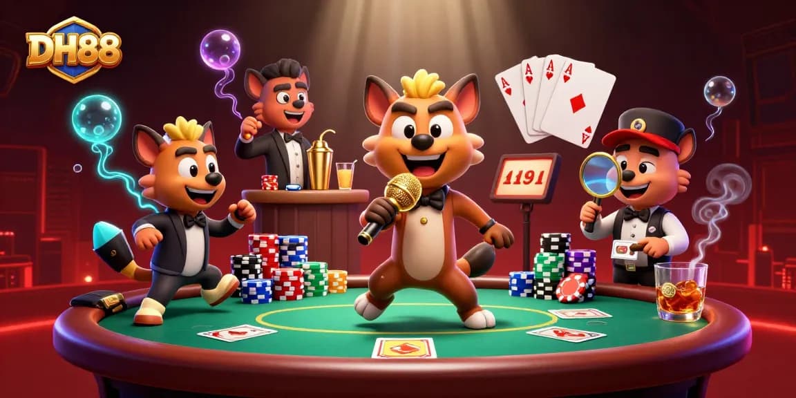 Experience thrilling moments at DH88 where hyenas entertain guests while they place bets at the poker table.