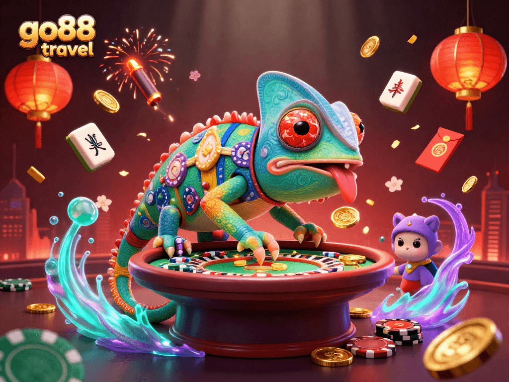 Engage in thrilling gaming action at go88 travel, where vibrant casino elements and lively colors meet.